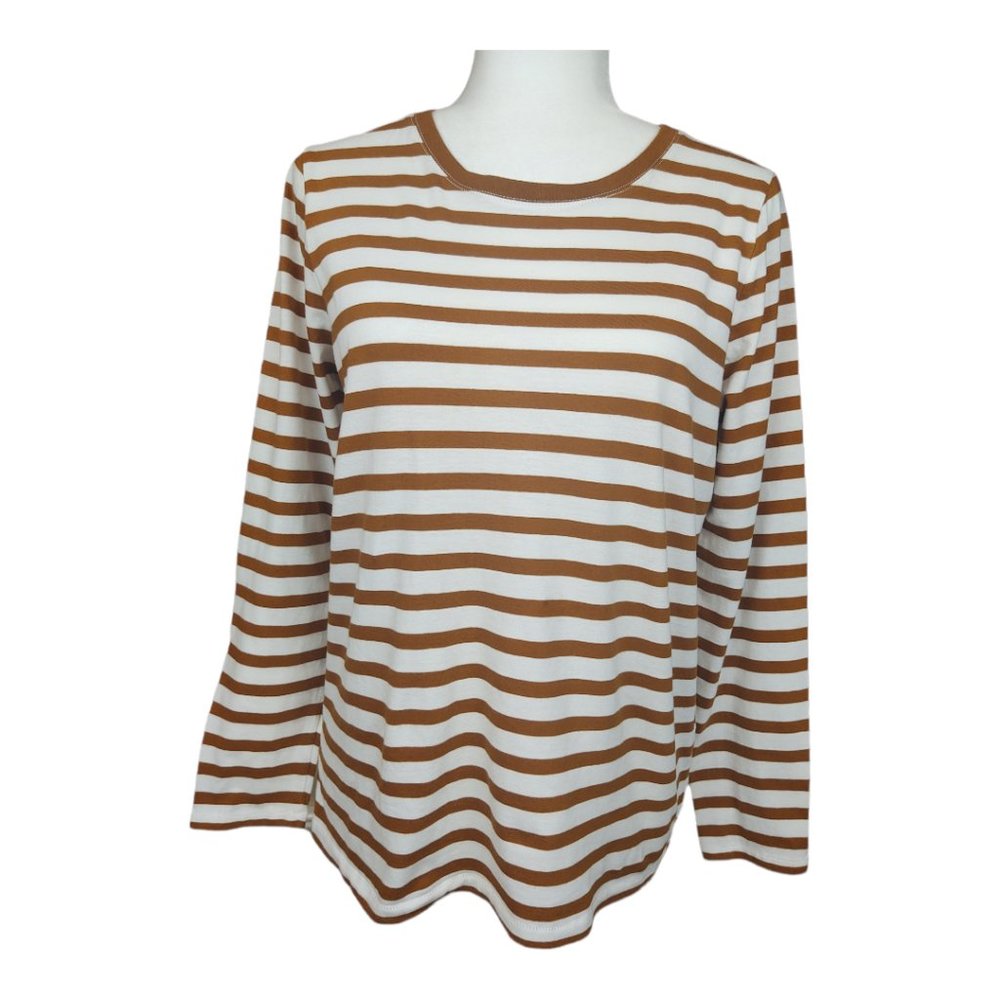 Madewell Long Sleeve Striped Scoop Neck T-shirt Size Medium
